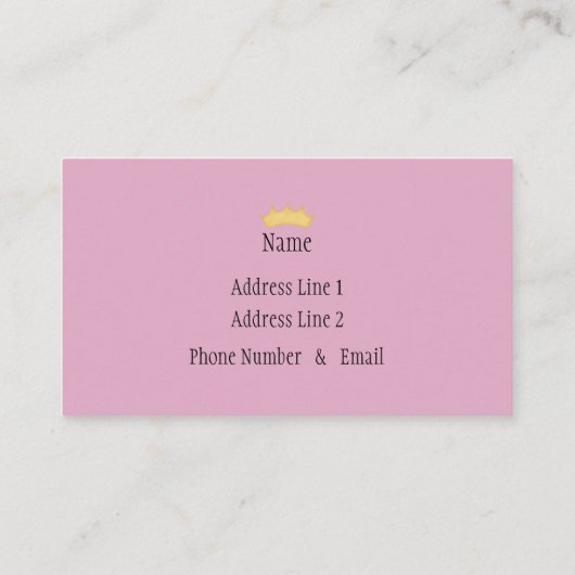 Rosa Karierte Personalisierte Princalling Card Visitenkarte (Rückseite)