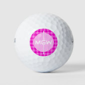 Rosa Karierte Pfeiltasten für Monogramm-Golfbälle Golfball (Vorderseite)