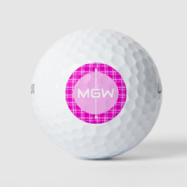 Rosa Karierte Pfeiltasten für Monogramm-Golfbälle Golfball