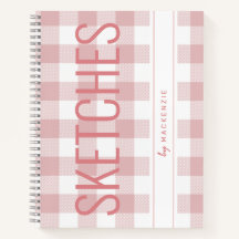 Rosa Karierte Skizze Buch Personalisierter Name