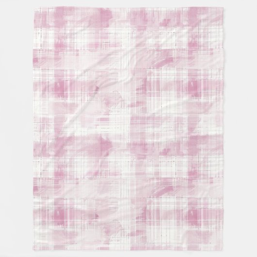 Rosa Karierte Streifen Fleecedecke (Vorderseite)