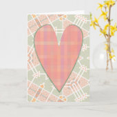 Rosa Karierte Vintage Herzkarte Valentin Karte (Gelbe Blume)