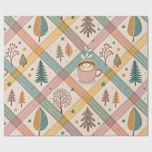 Rosa karierte Weihnachtseinpackpapier Geschenkpapier (Flach)