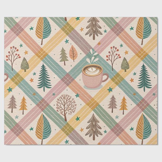Rosa karierte Weihnachtseinpackpapier Geschenkpapier (Flach)