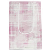 Rosa Karierte weiße Streifen Geburtstag Mittlere Geschenktüte (Rückseite)