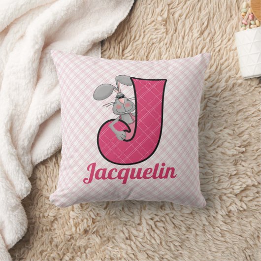 Rosa Karierter Buchstabe J für Jackkaninchenmädche Kissen (Decke)