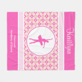 Rosa karierter Diamant-Tanz mit Monogramm Fleecedecke (Vorderseite (Horizontal))