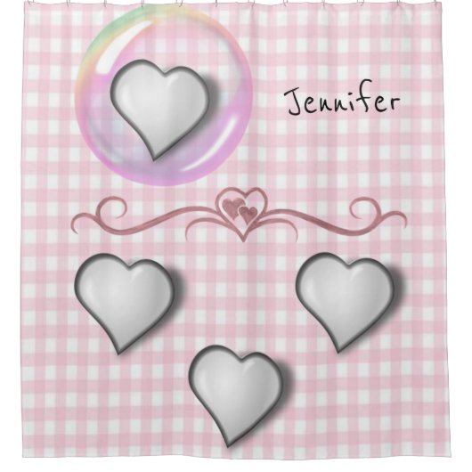 Rosa Karierter Duschvorhang (Vorderseite)