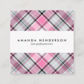 Rosa karierter MusterChic Quadratische Visitenkarte (Vorderseite)