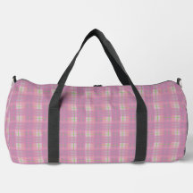 Rosa Karierter Reisetasche, Groß