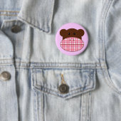 Rosa karierter Socken-Affe - Knopf Button (Beispiel)