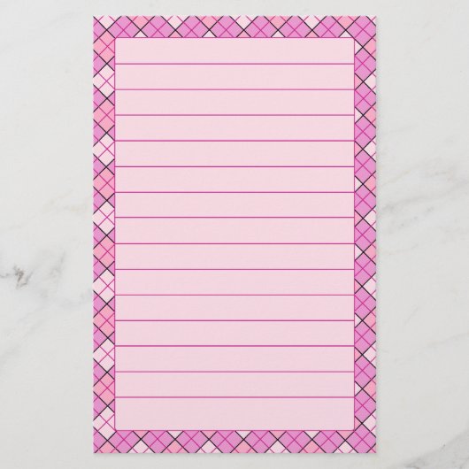 Rosa kariertes Briefpapier gezeichnet (Vorderseite)