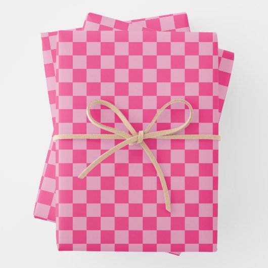 Rosa kariertes Druckmuster Geschenkpapier Set (Beispiel)
