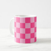 Rosa kariertes Druckmuster Kaffeetasse (Vorderseite Links)