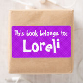 Rosa Kariertes Etikett "Dieses Buch gehört zu" (Insitu)