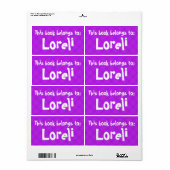 Rosa Kariertes Etikett "Dieses Buch gehört zu" (Vorne)