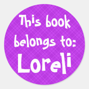 Rosa Kariertes Etikett "Dieses Buch gehört zu" Runder Aufkleber