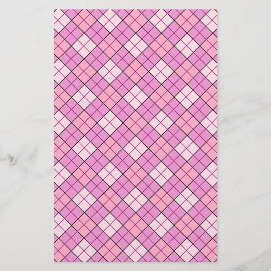 rosa Kariertes Floßpapier Briefpapier (Vorderseite)