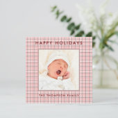 Rosa Kariertes Foto Weihnachten (Stehend Vorderseite)