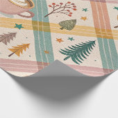 Rosa kariertes Geschenkpapier für die Feiertage (Ecke)
