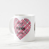 Rosa Kariertes Herz Beste Mama Mutter je ein Foto Kaffeetasse (Vorderseite Links)