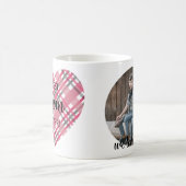 Rosa Kariertes Herz Beste Mama Mutter je ein Foto Kaffeetasse (Mittel)