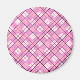 Rosa Kariertes Magnet (rund)