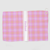 Rosa Kariertes Personalisiertes Golfhandtuch HAMbW (Horizontal)