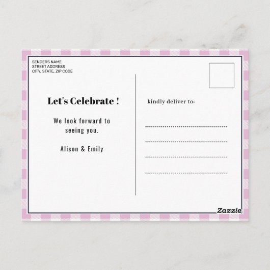 Rosa Kariertes Vatertag GRILLEN Party Postkarte (Rückseite)