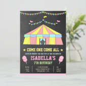 Rosa Karneval Circus Girls Einladung zur Geburtsta (Stehend Vorderseite)