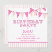 Rosa Karneval Geburtstagsparty Einladung (Vorne/Hinten)