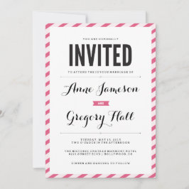 Rosa Karnevalsstreifen Moderne Hochzeitsreise Einladung