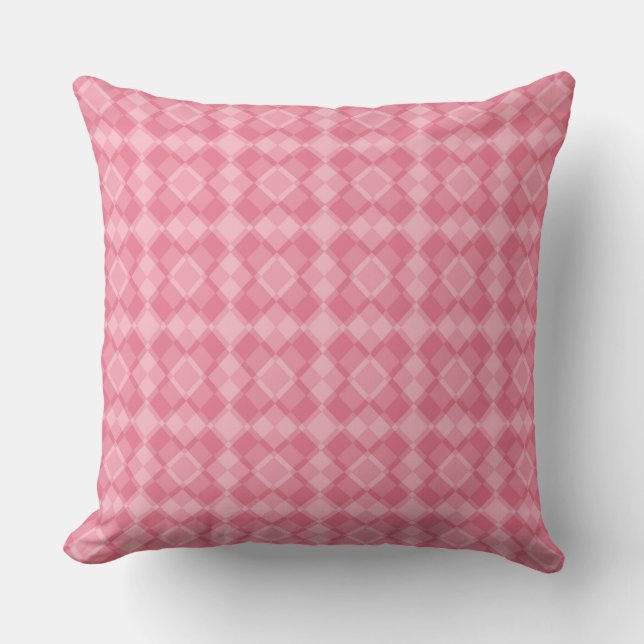 Rosa Karo-Argyle-Muster Kissen (Vorderseite)
