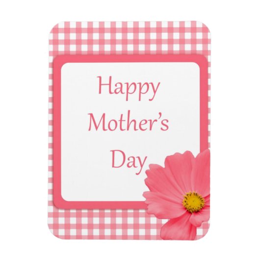 Rosa Karo Blumenmütter Tag Magnet (Vertikal)