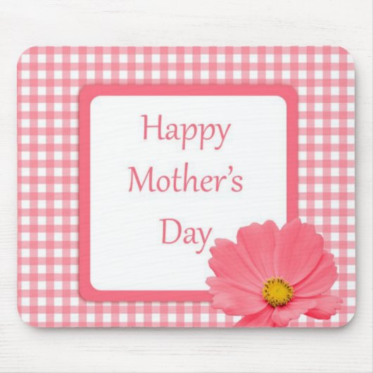 Rosa Karo Blumenmütter Tag Mousepad (Vorne)