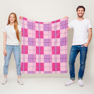 Rosa Karo Fleece-Decke Weiche Lila Tartan-Wurfdeck Fleecedecke