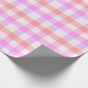 Rosa Karo Gingham Landhausstil Einfach Geschenkpapier