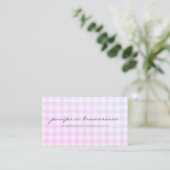 Rosa Karo Gingham Visitenkarte (Stehend Vorderseite)