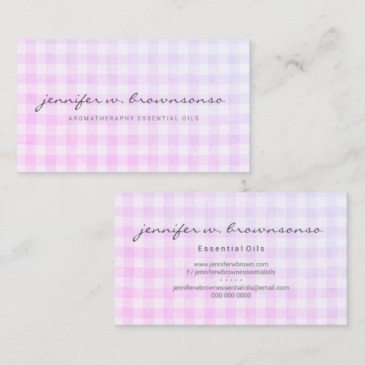 Rosa Karo Gingham Visitenkarte (Vorne/Hinten)