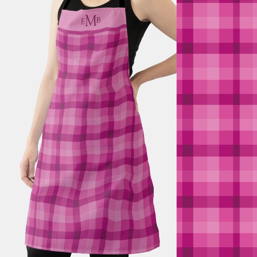 Rosa Karo individuelle Monogramm-Initialen Schürze