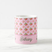 Rosa Karo-Karo-Muster Erdbeere Gingham-Muster Kaffeetasse (Mittel)