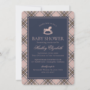 Rosa Karo Klassisches Schaukelpferd Babyparty Einladung