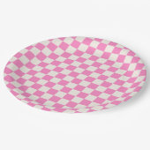 Rosa Karo, Prüfplatine-Muster, geprüft Pappteller (Schrägansicht)