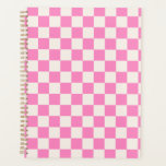 Rosa Karo, Prüfplatine-Muster, geprüft Planer<br><div class="desc">Kariertes Muster - rosa und cremeweiße Schachbretter.</div>