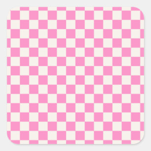 Rosa Karo, Prüfplatine-Muster, geprüft Quadratischer Aufkleber
