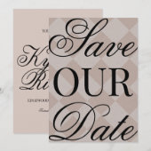 Rosa Karo Save The Date Einladung (Vorne/Hinten)