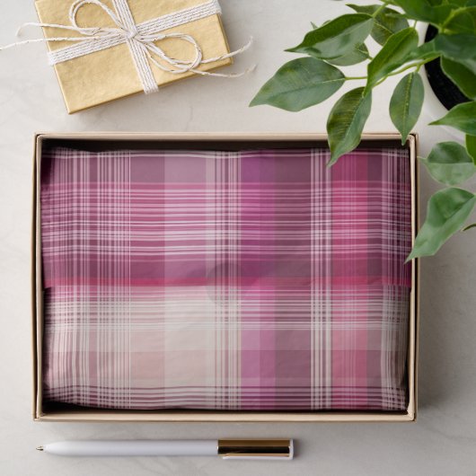 Rosa Karo Seidenpapier (Geschenk)
