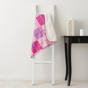 Rosa Karo-Sherpa-Decke, weiche violette Tartan-Wur Sherpadecke