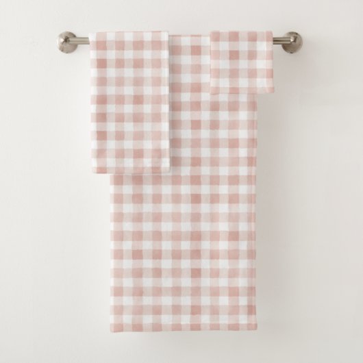 Rosa Karo Streifen Badhandtuch Set (Insitu)