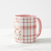 Rosa Karo Streifen Katze Tasse (VorderseiteRechts)